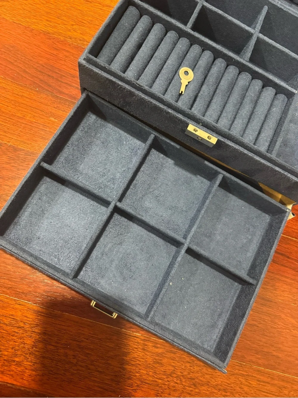 🟡3/$15 DEAL! Blue Velvet Jewelry Organizer Box - 10.63x7.48x4.33 inch